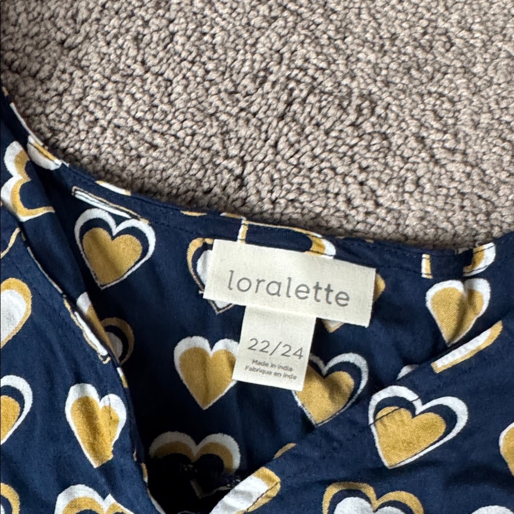 Loralette Navy Heart Print Tiered Dress SIZE 22/24 - Picture 3 of 6